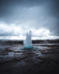 Icelandic Geysir exploding to the sky