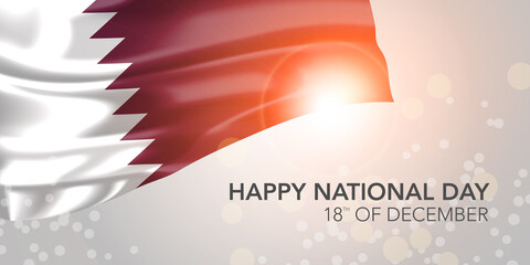 Qatar happy national day vector banner, greeting card.