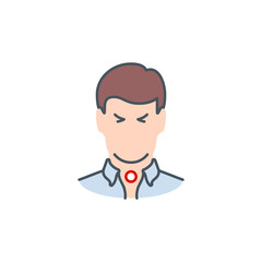 sore throat Signs and symptoms Coronavirus single line icon isolated on white. Perfect outline symbol symptoms Covid 19 pandemic banner. Quality design element sore throat with editable Stroke