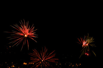 Beautiful fireworks at a dark sky