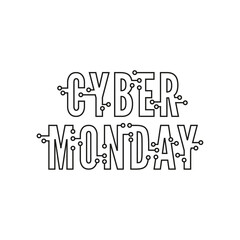 Cyber Monday with tech circuit board texture. Vector inscription cyber monday on white background.