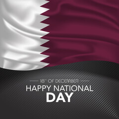 Qatar happy national day greeting card, banner, vector illustration