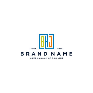 letter BHJ square colorful logo design vector