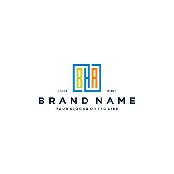 letter BHR square colorful logo design vector