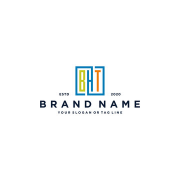 letter BHT square colorful logo design vector