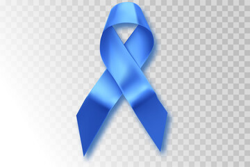 Cancer men. Awareness of men health in November with blue prostate cancer ribbon on transparent background. Supporting people living and illness.