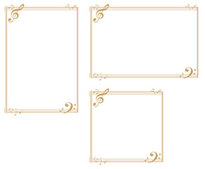 Music-themed decorative frame.Decorative frame.A frame that gave a change in size to the same design.Good frame for a4 size paper.Background for certificate.