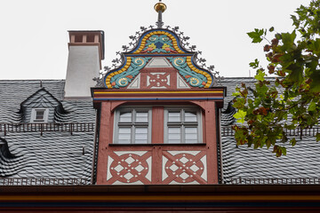 Obraz premium Exterior of old house in timber framing style