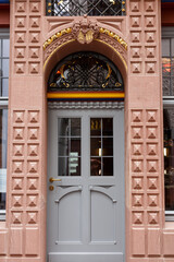 Front door of old house in the city center