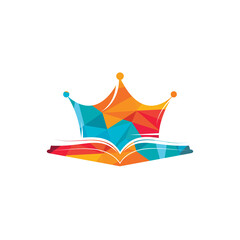 King Book vector logo template design. Vector book and crown logo concept.