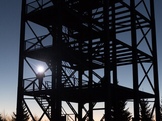 sunrise a the steel lookout tower Havran in cesky les