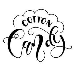 Cotton Candy - black lettering isolated on white background, vector stock illustration.