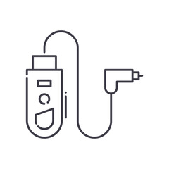 Outdoor timer with remote icon, linear isolated illustration, thin line vector, web design sign, outline concept symbol with editable stroke on white background.