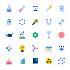 A collection of simple and cute science icons. flat design style minimal vector illustration.