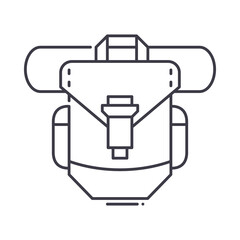 Outdoor bag icon, linear isolated illustration, thin line vector, web design sign, outline concept symbol with editable stroke on white background.