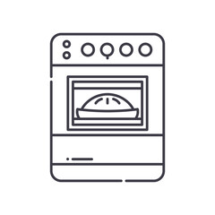 Oven icon, linear isolated illustration, thin line vector, web design sign, outline concept symbol with editable stroke on white background.
