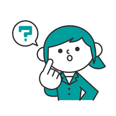 ビジネス　スーツ　上半身　シンプル　女性　疑問　はてな　考える