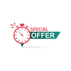 Fototapeta na wymiar Special offer banner with watch symbol vector illustration