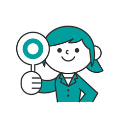 ビジネス　スーツ　上半身　シンプル　女性　丸　正解　成功