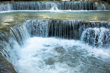 Huay Mae Khamin waterfalls in deep forest at Srinakarin National Park ,Kanchanaburi  Thailand