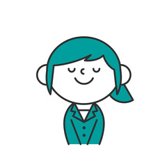 ビジネス　スーツ　上半身　シンプル　女性　お辞儀　挨拶　礼