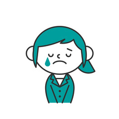 ビジネス　スーツ　上半身　シンプル　女性　お辞儀　謝罪　泣く