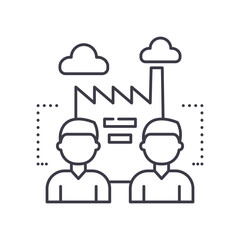 Oursource management icon, linear isolated illustration, thin line vector, web design sign, outline concept symbol with editable stroke on white background.