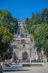 View at the Lamego Cathedral on the top with a huge stairway, a baroque monument, architectural and...