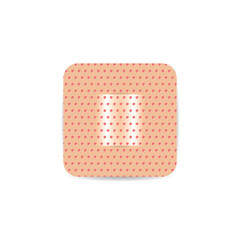 Square adhesive plaster isolated on white, adhesive plaster wound heal for icon. Adhesive bandage elastic medical plaster, stick tape elastic for cure first aid.