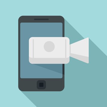 Video recording smartphone icon. Flat illustration of video recording smartphone vector icon for web design