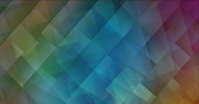 4K looping dark multicolor video footage with rhombus. Modern abstract animation with gradient rectangles. Film business advertising. 4096 x 2160, 30 fps.