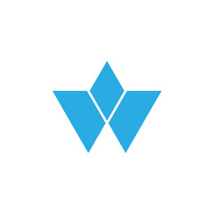 W letter with blue diamond logo design vector