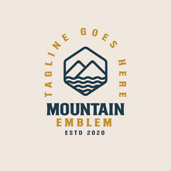 Monoline mountain logo template