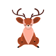 Christmas Deer Icon Vector Flat Background