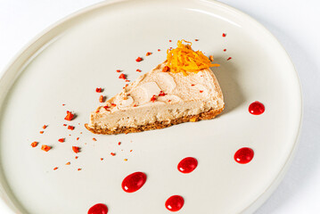 cheesecake with berris on the white