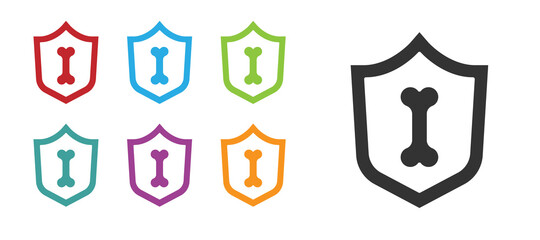 Black Animal health insurance icon isolated on white background. Pet protection concept. Set icons colorful. Vector.