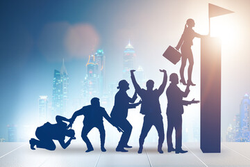 Career progression concept with businessman climbing stairs