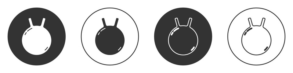 Black Kettlebell icon isolated on white background. Sport equipment. Circle button. Vector.