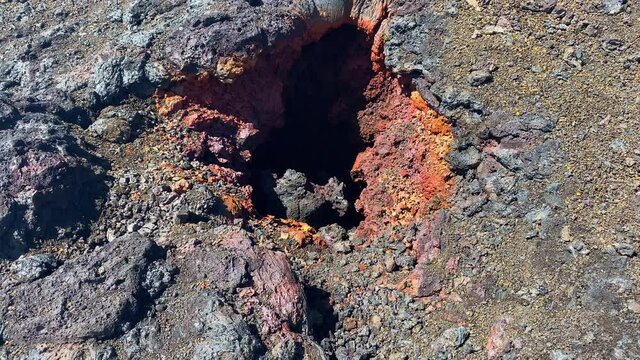 Volcanic crevasse found on the Piton de la Fournaise volcano on Reunion Island
