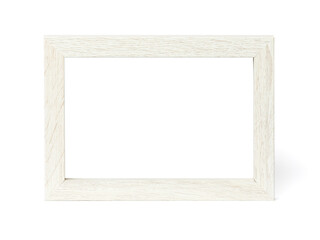White wooden horizontal  picture frame isolated with clipping path on white background