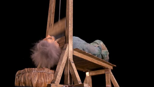 The guillotine cuts off the head of the criminal. Previously, such an execution was considered humane. The video shows a mockup that shows how the device works