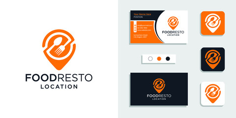 Food map location logo icon and business card design inspiration template