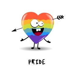 Gay Pride. LGBT concept. Cartoon vector colorful illustration. Valentine's Day. Rainbow heart. Lesbian-gay-bisexual-transgender. Rainbow love concept. Vector illustration.
