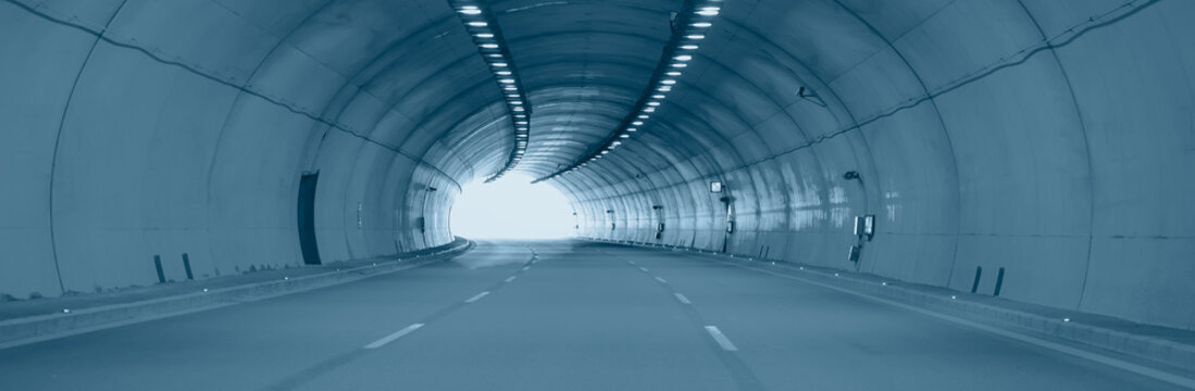 Fototapeta Highway curved road tunnel - Abstract speed motion