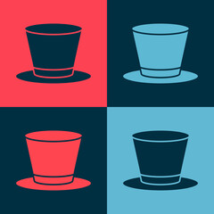 Pop art Cylinder hat icon isolated on color background. Vector.