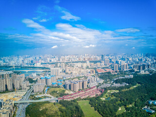 Landscape of high-rise city along the river in Nanning, Guangxi, China
