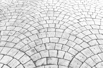 Vintage white cobblestone pavement pattern and background
