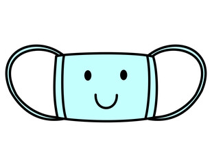 マスク顔(薄い青線)