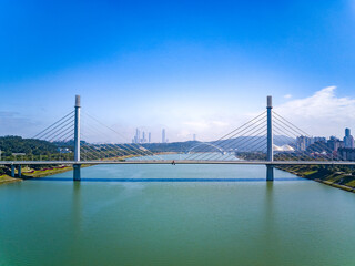Fototapeta na wymiar Cityscape of Wuxiang Bridge in Nanning, Guangxi, China