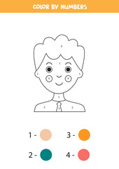 Color cute boy by numbers. Math game.